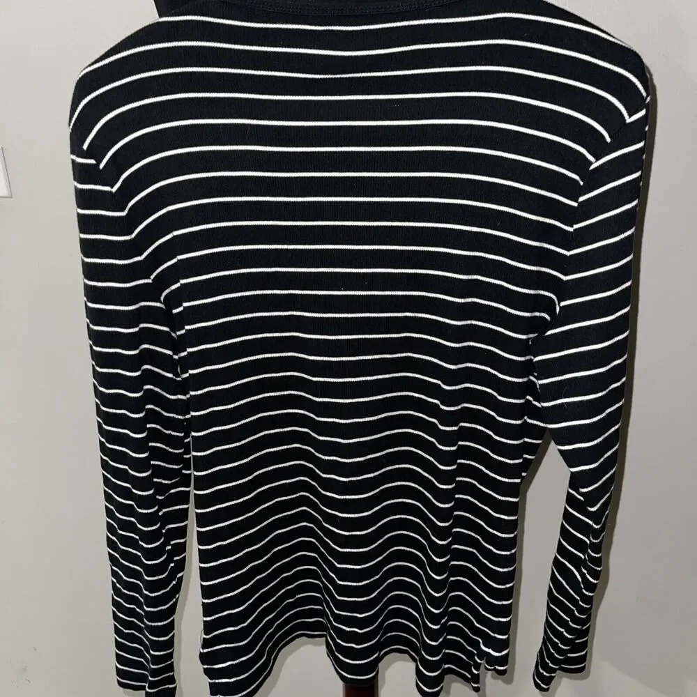 LAUREN Ralph Lauren Knit Top Womens XL Zipper Shoulder LS Ribbed Sweater